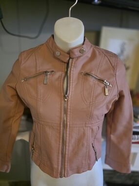 Girl  Pink Moto Jacket - Stylish Lightweight Coat